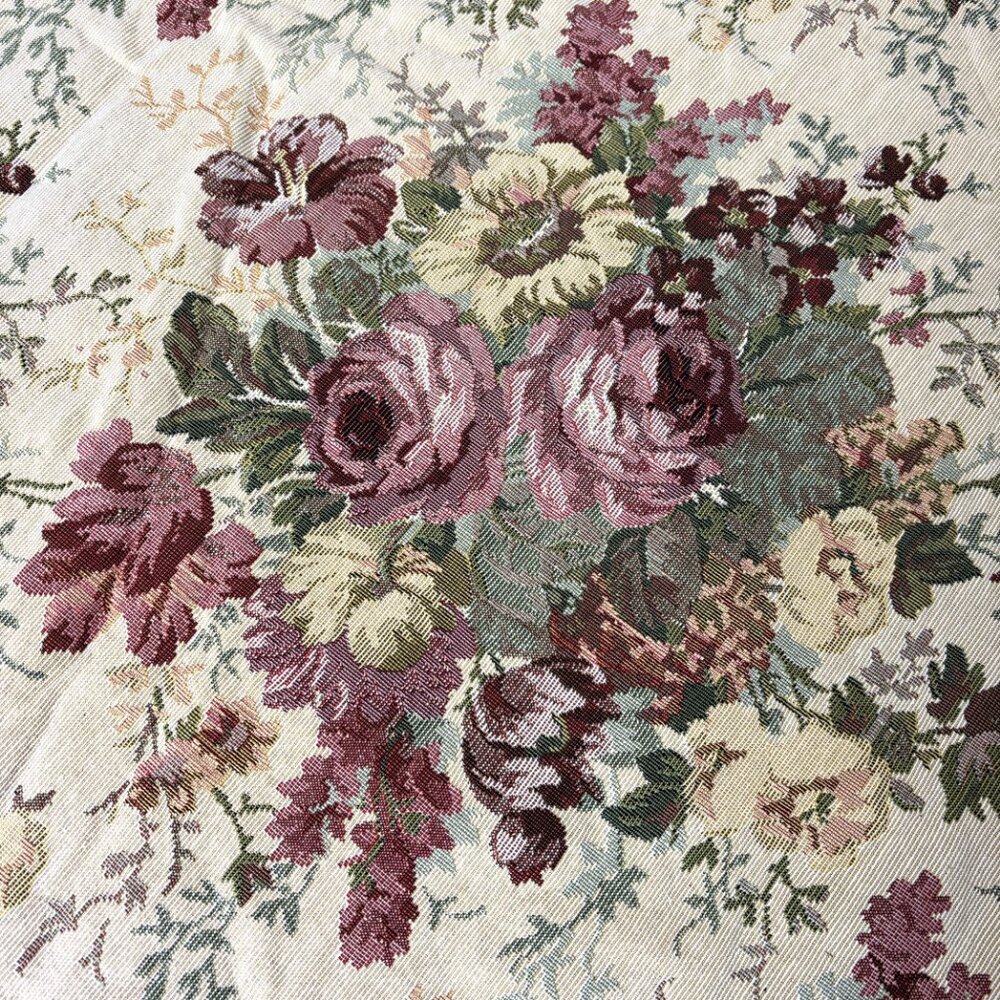 Roses Colonial Floral Jacquard Tapestry Upholstery 1 yrd  Fabric NEW  VTG - Picture 2 of 12